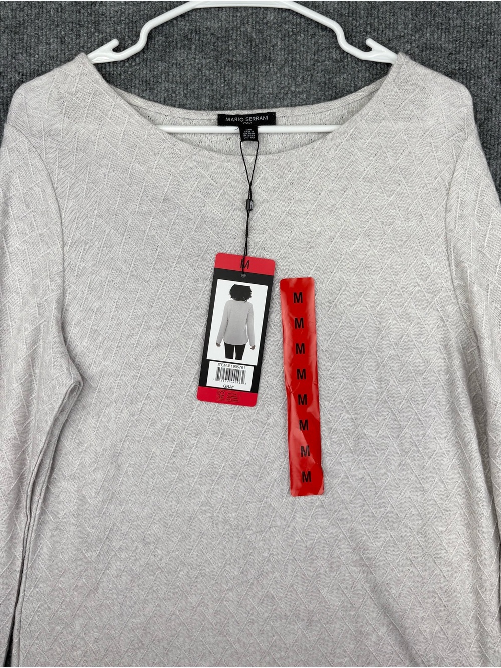 Mario Serrani Women's Shirt Textured Long Sleeve Top Gray Size Medium NWT